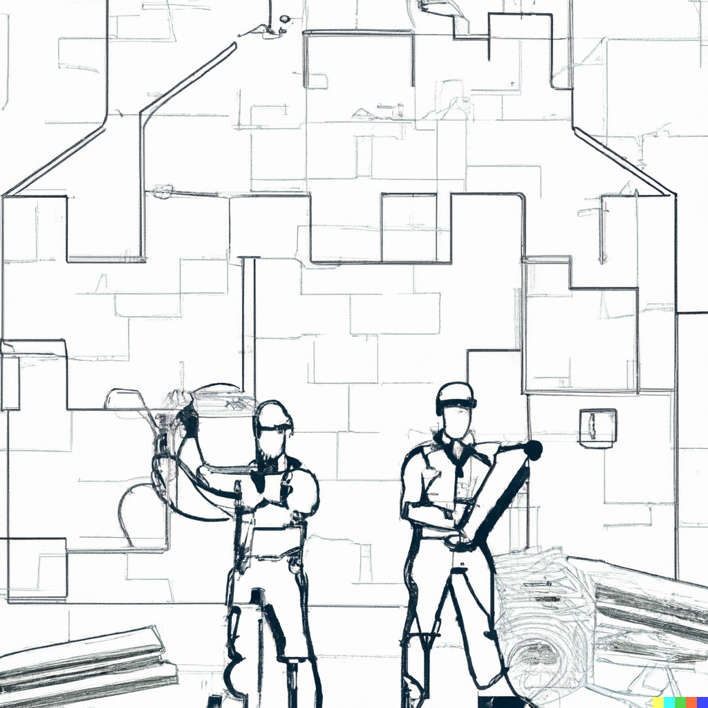 diagrammatic line drawing of builders planning insulation