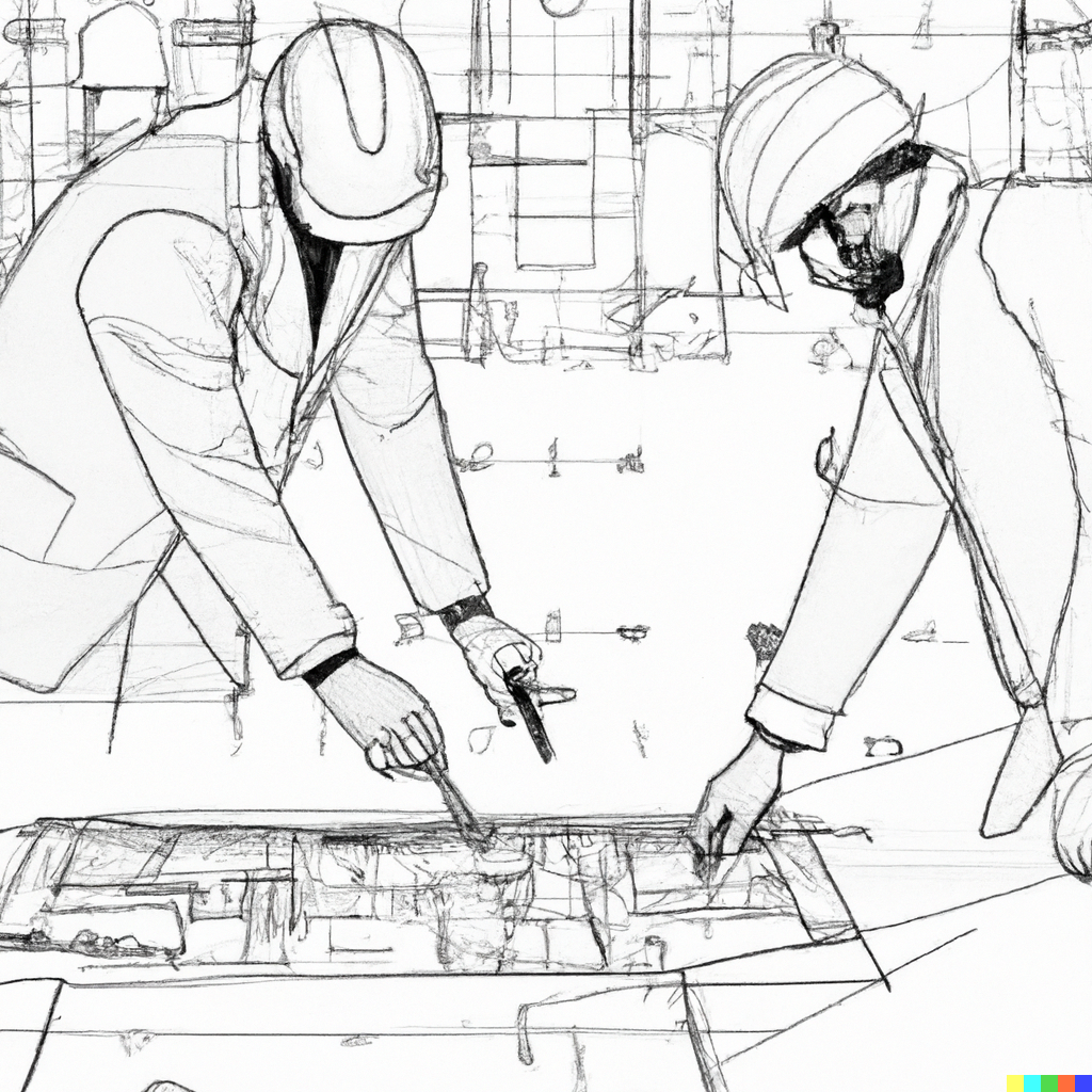 outline drawing of builders estimating cost of attic conversion