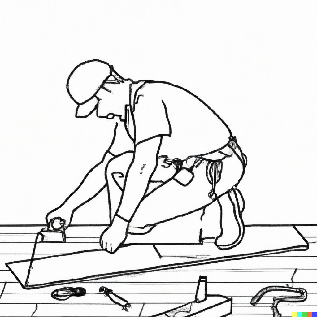 outline drawing of carpenter fitting wooden floors