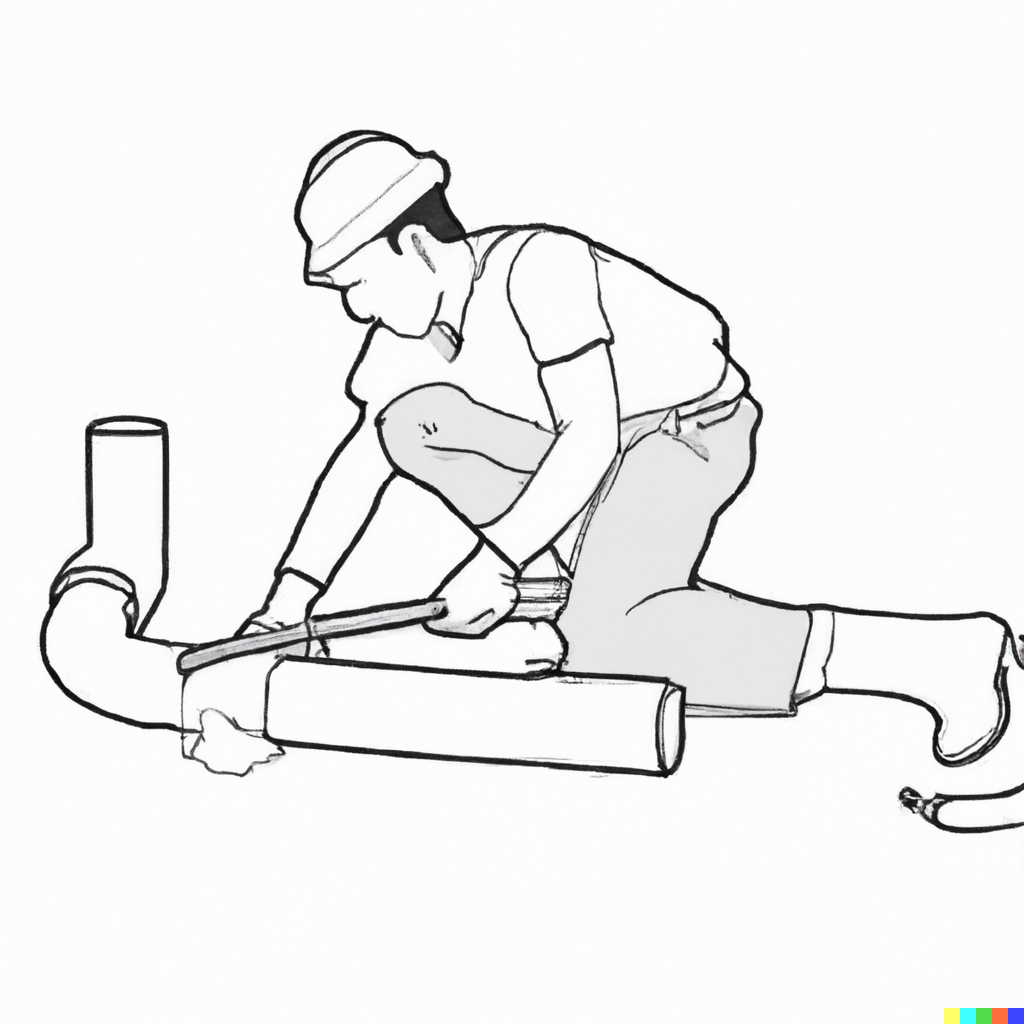 outline drawing of construction worker laying underground water pipes