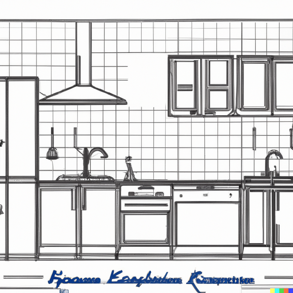 outline drawing of construction company doing a kitchen design